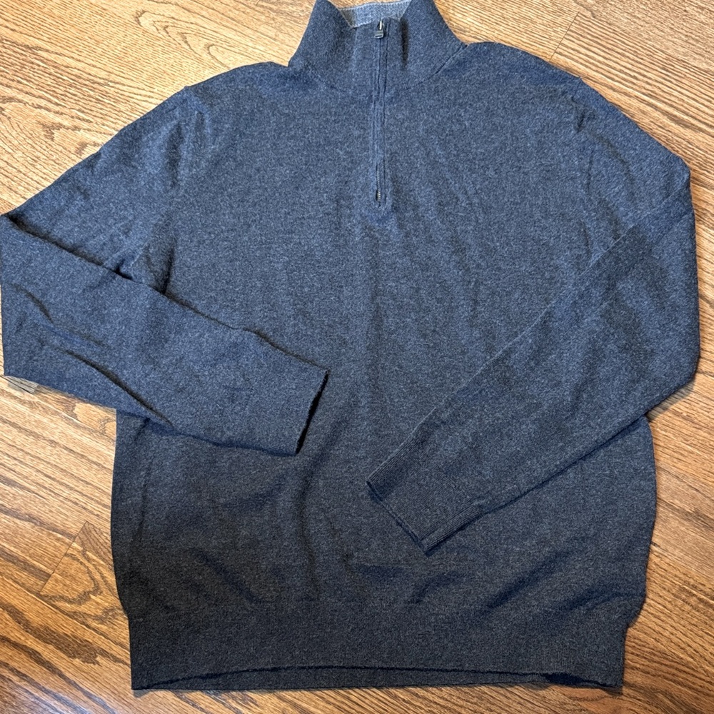 Banana Republic cotton cashmere 1/4 zip grey sweater